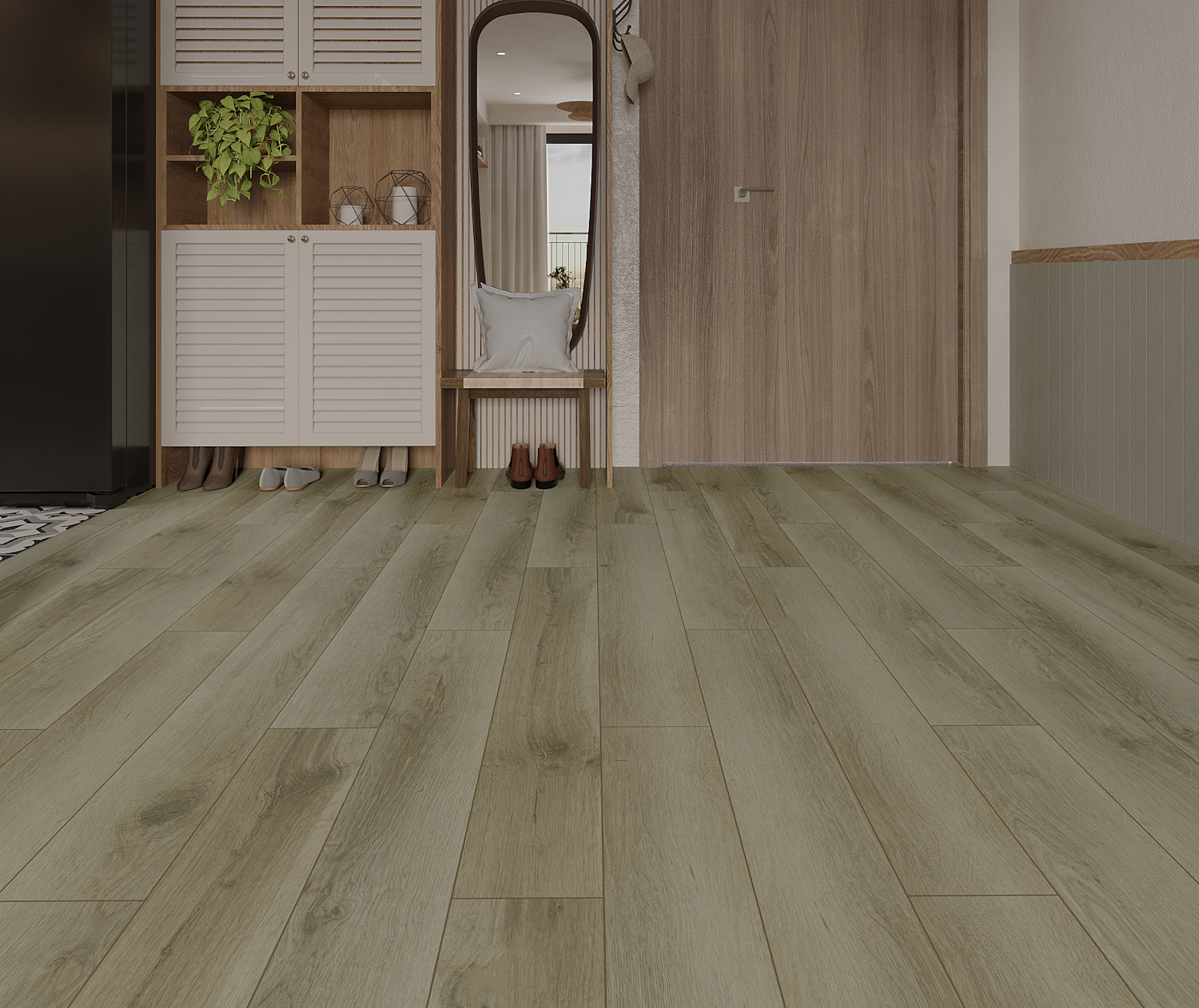 Кварцвиниловая плитка Art East замковая Tile Click Дуб Капри 45-04-ATC 1220×180×4 фото в интерьере